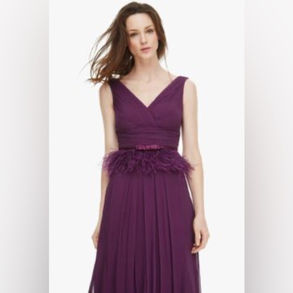 Purple dress with feathers